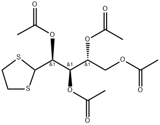 2-O,3-O,4-O,5-O-Tetraacetyl-D-arabinose 1,2-ethanediyl dithioacetal 结构式