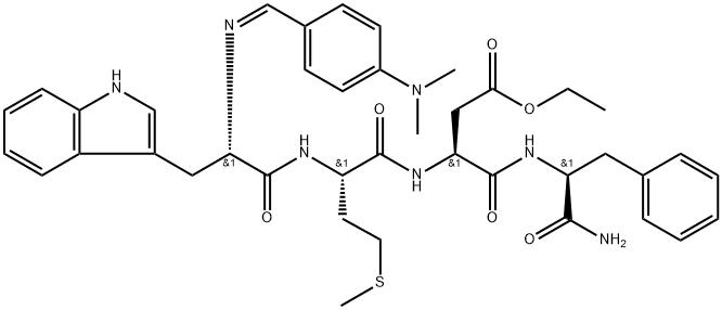 N-[[4-(Dimethylamino)phenyl]methylene]-L-Trp-L-Met-L-αβAsp-(OEt)-L-Phe-NH2 结构式