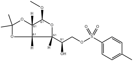 甲基2,3-O-异亚丙基-6-O-甲苯磺酰基-Α-D-甘露糖苷 结构式