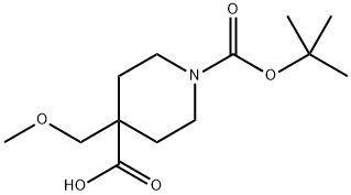 1-(叔丁氧羰基)-4-(甲氧甲基)哌啶-4-羧酸1-(叔丁氧羰基)-4-(甲氧甲基)哌啶-4-羧酸 结构式