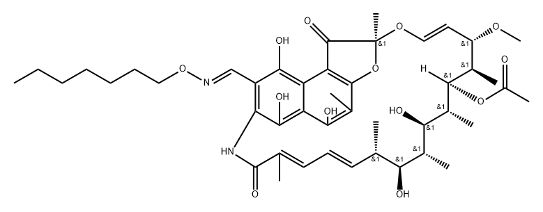 3-(Heptyloxyiminomethyl)rifamycin 结构式