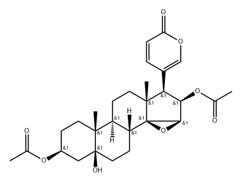 3β,16β-Bis(acetyloxy)-14,15β-epoxy-5-hydroxy-5β-bufa-20,22-dienolide 结构式