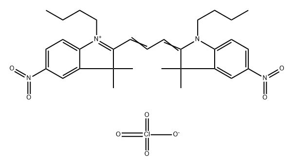 1-丁基-2-[3-(1-丁基-1,3-二氫-3,3-二甲基-5-硝基-2H-吲哚-2-亞基)-1-丙烯-1-基]-3,3-二甲基-5-硝基-3H-吲哚過氯酸鹽 结构式