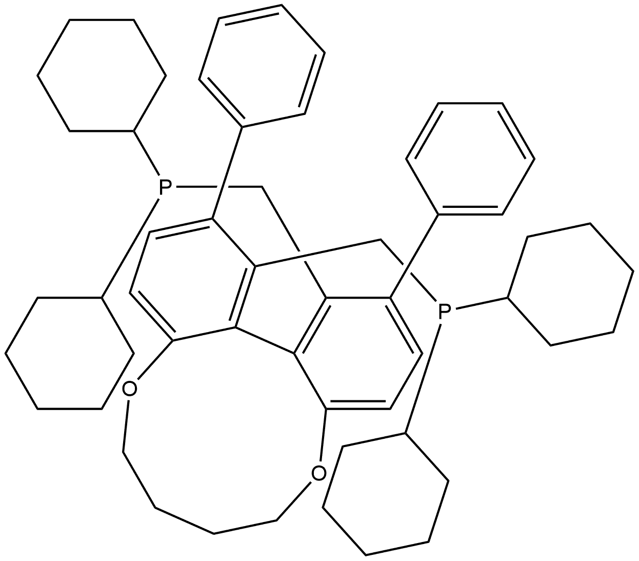膦,[(14AR)-6,7,8,9-四氢-2,13-二苯基二苯并[B,D][1,6]二氧杂环庚烯-1,14-二基]双(亚甲基)]双[二环己基- 结构式