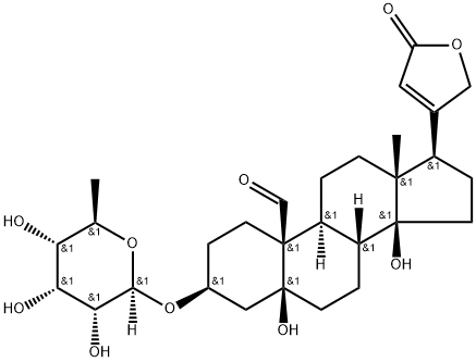 3β-[(6-Deoxy-β-D-allopyranosyl)oxy]-5,14-dihydroxy-19-oxo-5β-card-20(22)-enolide 结构式