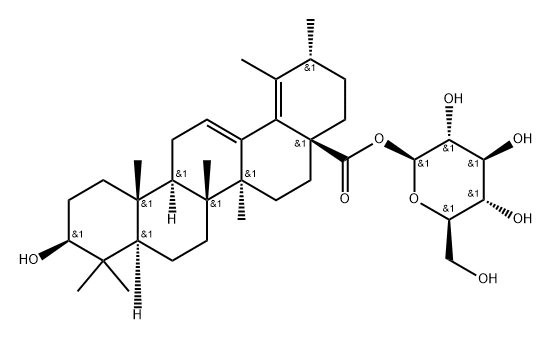 3BETA-HYDROXYURS-12,18-DIEN-28-OIC ACID BETA 结构式