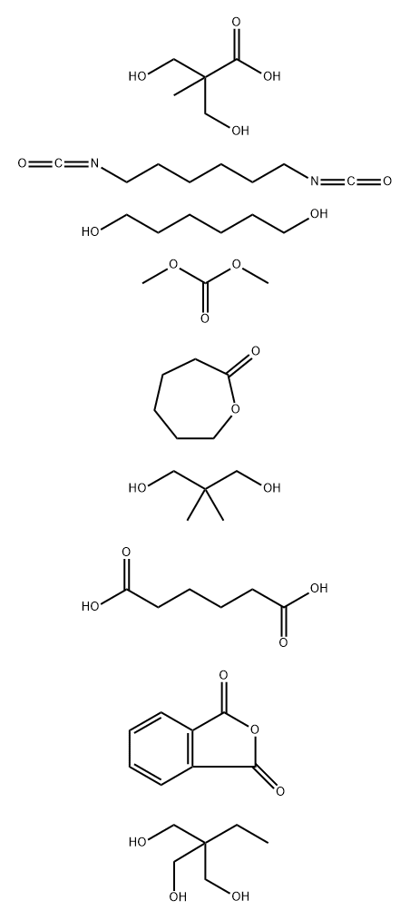 Hexanedioic acid polymer with 1,6-diisocyanatohexane, dimethyl carbonate, 2,2-dimethyl-1,3-propanediol, 2-ethyl-2-(hydroxy methyl)-1,3-propanediol, 1,6-hexanediol, 3-hydroxy-2-(hydroxy methyl)-2-methylpropanoic acid, 1,3-isobenzofurandione and 2-oxepanone 结构式