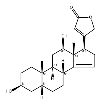 3β,12β-Dihydroxy-5β-carda-14,20(22)-dienolide 结构式