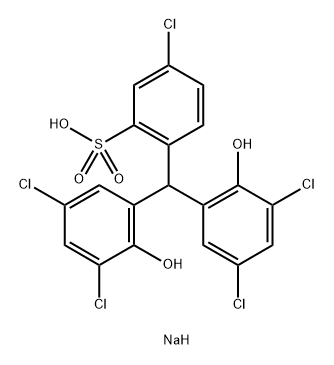 2,2'-二羟基-3,5,3',5',4''-五氯三苯基甲烷-2''-磺酸钠 结构式