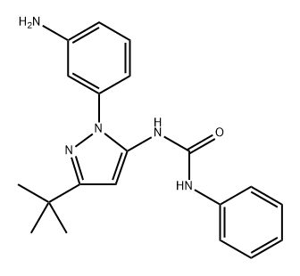 Urea, N-[1-(3-aminophenyl)-3-(1,1-dimethylethyl)-1H-pyrazol-5-yl]-N'-phenyl- 结构式