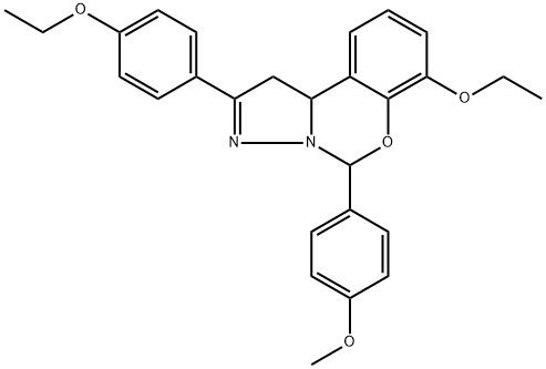 5H-Pyrazolo[1,5-c][1,3]benzoxazine, 7-ethoxy-2-(4-ethoxyphenyl)-1,10b-dihydro-5-(4-methoxyphenyl)- 结构式