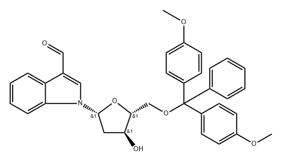 5'-O-(4,4'-Dimethoxytrityl)-3-formylindole-2'-deoxyriboside 结构式