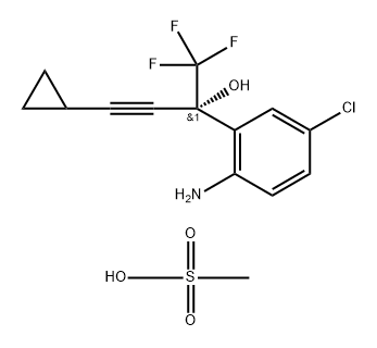 (2S)-2-(2-AMINO-5-CHLOROPHENYL)-4-CYCLOPROPYL-1,1,1-TRIFLUOROBUT-3-YN-2-OL METHANESULFONATE (1:1.5) 结构式