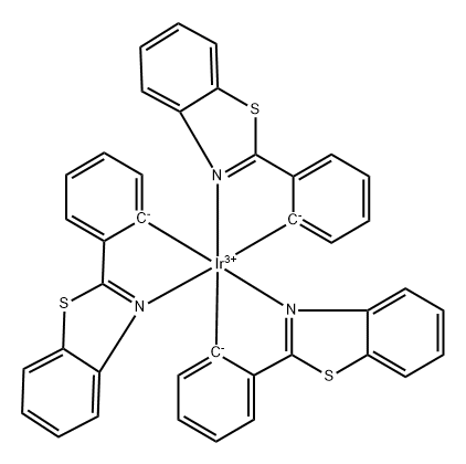 三(2-苯基苯并噻唑-C2,N)合铱(III) 结构式