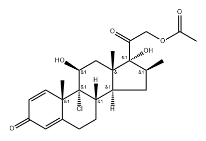 Pregna-1,4-diene-3,20-dione, 21-(acetyloxy)-9-chloro-11,17-dihydroxy-16-methyl-, (11β,16β)- 结构式