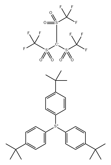 Sulfonium, tris[4-(1,1-dimethylethyl)phenyl]-, salt with tris[(trifluoromethyl)sulfonyl]methane (1:1) 结构式