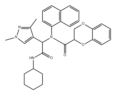 1H-Pyrazole-4-acetamide,N-cyclohexyl-alpha-[[(2,3-dihydro-1,4-benzodioxin-2-yl)carbonyl]-1-naphthalenylamino]-1,3-dimethyl-(9CI) 结构式