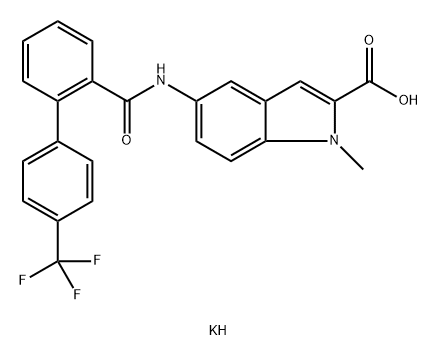 KALIUM-1-METHYL-5-[4''-(TRIF LUORMETHYL)BIFENYL-2-CARBOXAMIDO] INDOOL-2-CARBOXYLAAT 结构式