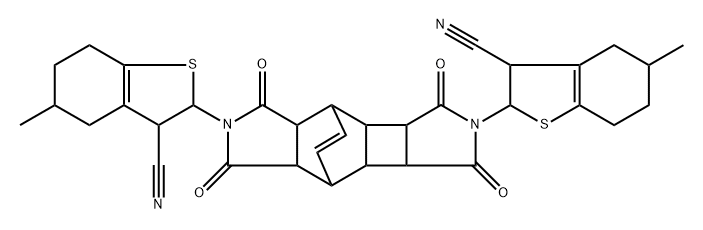 2-[12-(3-cyano-5-methyl-2,3,4,5,6,7-hexahydro-1-benzothien-2-yl)-4,6,11,13-tetraoxo-5,12-diazapentacyclo[7.5.2.0~2,8~.0~3,7~.0~10,14~]hexadec-15-en-5-yl]-5-methyl-2,3,4,5,6,7-hexahydro-1-benzothiophen
 e-3-carbonitrile 结构式