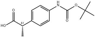 (S)-2-(4-((叔丁氧基羰基)氨基)苯基)丙酸 结构式