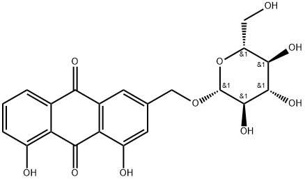 芦荟大黄素-3-(羟甲基)-O-Β-D-葡萄糖苷 结构式
