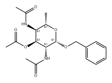 Phenylmethyl 3-O-acetyl-2,4-bis(acetylamino)-2,4,6-trideoxy-β-L-altropyranoside 结构式