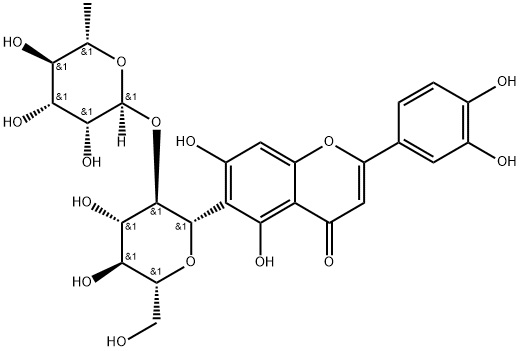 异荭草苷-2-O-鼠李糖苷 结构式