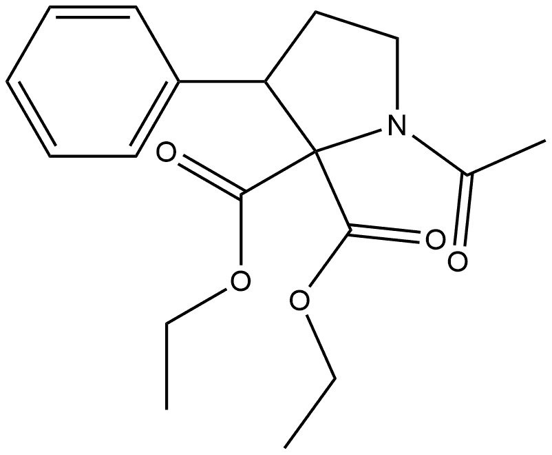 2,2-Pyrrolidinedicarboxylic acid, 1-acetyl-3-phenyl-, 2,2-diethyl ester 结构式