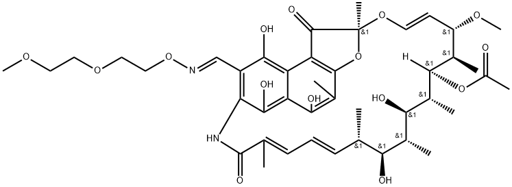 3-[2-(2-Methoxyethoxy)ethoxyiminomethyl]rifamycin SV 结构式