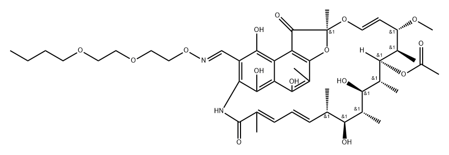 3-[2-(2-Butoxyethoxy)ethoxyiminomethyl]rifamycin SV 结构式