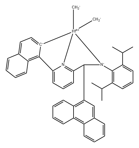 [N-[2,6-双(1-甲基乙基)苯基]-9-菲基-6-(1-萘烯基-Κ-C2)-2-吡啶甲胺基(2-)-ΚN1,ΚN2]二甲基铪 结构式