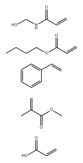 2-甲基-2-丙烯酸甲酯、2-丙烯酸丁酯、乙烯苯、N-(羟甲基)-2-丙烯酰胺和2-丙烯酸的聚合物 结构式