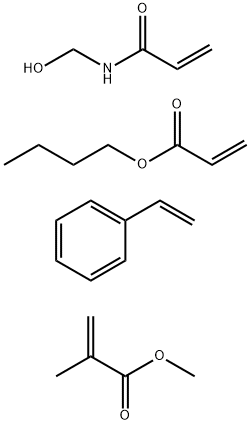 2-甲基-2-丙烯酸甲酯、2-丙烯酸丁脂、乙烯苯和N-(羟甲基)-2-丙烯酰胺的聚合物 结构式