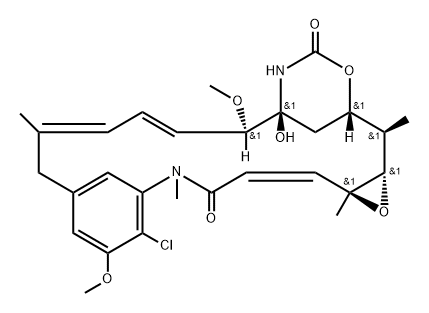 (2E)-3-De[2-[acetyl(methyl)amino]-1-oxopropoxy]-2,3-didehydromaytansine 结构式