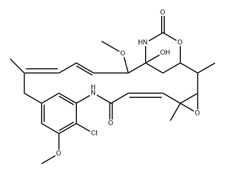 (2E)-3-De[2-[acetyl(methyl)amino]-1-oxopropoxy]-2,3-didehydro-22-demethylmaytansine 结构式