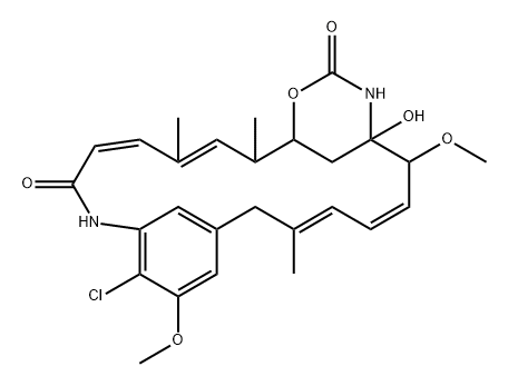 (1R,2R,3E,5E,15E,17E,19R,20S)-10-Chloro-11,19-dimethoxy-2,4,15-trimethyl-20-hydroxy-8,21-diaza-23-oxatricyclo[18.3.1.19,13]pentacosa-3,5,9,11,13(25),15,17-heptene-7,22-dione 结构式