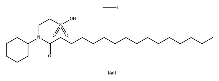 Sodium N-cyclohexyl-N-palmitoyl taurate - iodine complex 结构式