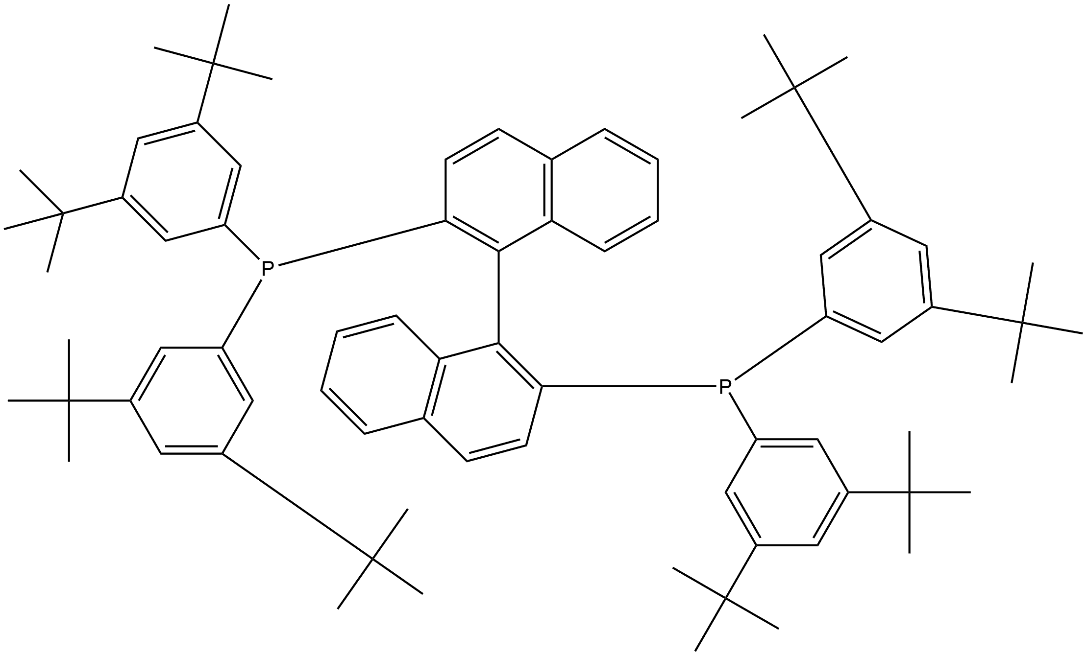 (S)-2,2'-双[二(3,5-二叔丁基苯基)膦基]- 1,1'-联萘 结构式