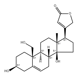 3β,14,19-Trihydroxycarda-5,20(22)-dienolide 结构式