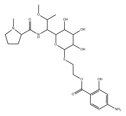 N-去甲基-7-O-去甲基去水杨天青霉素4-氨基水杨酸酯 结构式