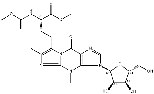 3H-Imidazo[1,2-a]purine-7-butanoic acid, 4,9-dihydro-α-[(methoxycarbonyl)amino]-4,6-dimethyl-9-oxo-3-β-D-ribofuranosyl-, methyl ester, (αS)- 结构式