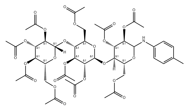 4-O-[2-O,3-O,6-O-Triacetyl-4-O-(2-O,3-O,4-O,6-O-tetraacetyl-β-D-glucopyranosyl)-β-D-glucopyranosyl]-1-[(4-methylphenyl)amino]-1-deoxy-D-glucopyranose 2,3,6-triacetate 结构式