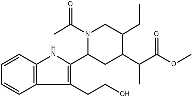 Methyl 2-(1-acetyl-5-ethyl-2-[3-(2-hydroxyethyl)-1H-indol-2-yl]-4-pipe ridinyl)propanoate 结构式