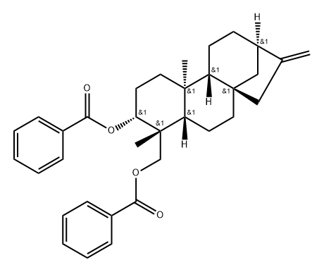 Kaur-16-ene-3,18-diol, dibenzoate, (3α,4α)- (9CI) 结构式