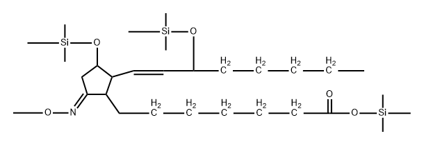 (8β,9E,11R,13E,15S)-9-(Methoxyimino)-11α,15-bis(trimethylsiloxy)prost-13-en-1-oic acid trimethylsilyl ester 结构式
