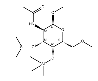 Methyl 2-(acetylamino)-6-O-methyl-3-O,4-O-bis(trimethylsilyl)-2-deoxy-α-D-galactopyranoside 结构式