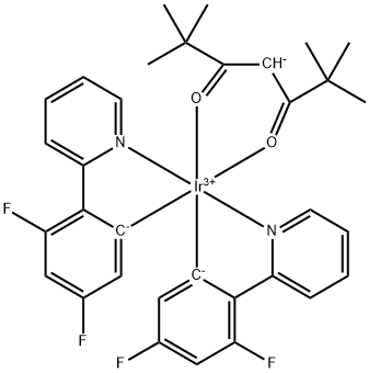 BIS[3,5-DIFLUORO-2-(2-PYRIDINYL-ΚN)PHENYL-ΚC](2,2,6,6-TETRAMETHYL-3,5-HEPTANEDIONATO-ΚO,ΚO')IRIDIUM(III) 结构式