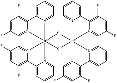 二-Μ-氯噻吩[3,5-二氟-2-(2-吡啶基-ΚN)苯基-ΚC]二铱 结构式