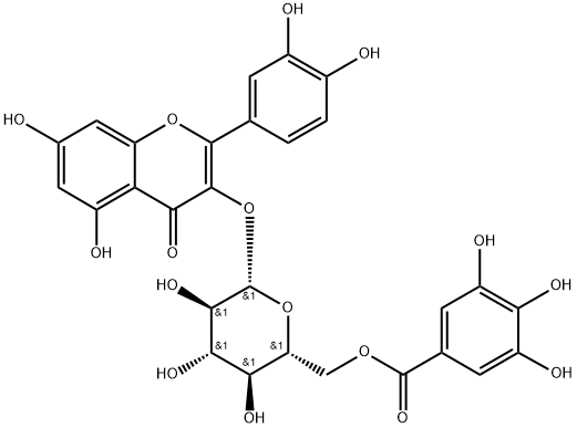 槲皮素3-O-(6''-没食子酰基)-Β-D-葡萄糖苷 结构式