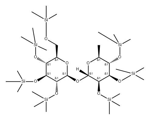 [6-Deoxy-2-O,3-O,4-O-tris(trimethylsilyl)-α-L-mannopyranosyl]2-O,3-O,4-O,6-O-tetrakis(trimethylsilyl)-β-D-glucopyranoside 结构式